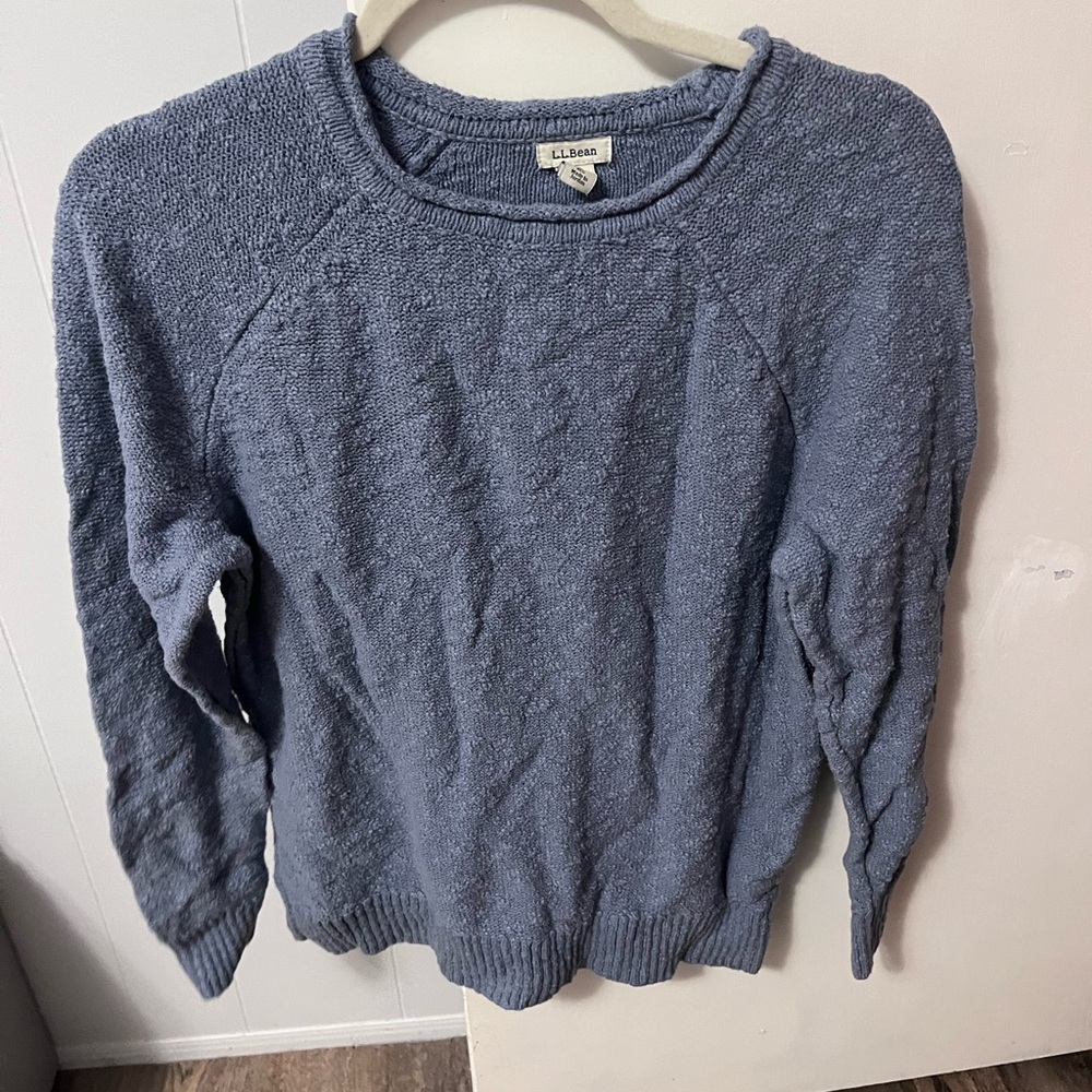 L.L. Bean Women's Heathered Blue Crew Neck Sweater